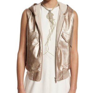 Brunello Cucinelli Gold Metallic Leather Vest